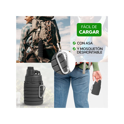 Botella Plegable Negra 500ml Pro Outdoor