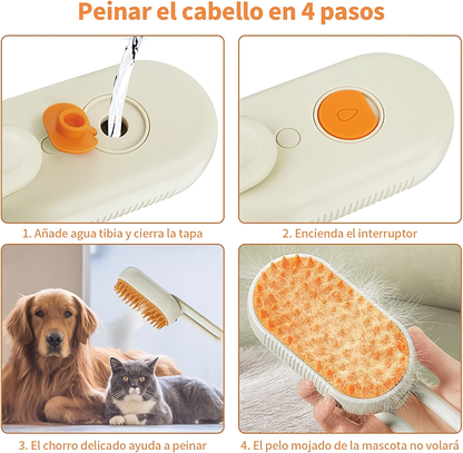 Cepillo A Vapor Mascotas 3en1 Limpieza
